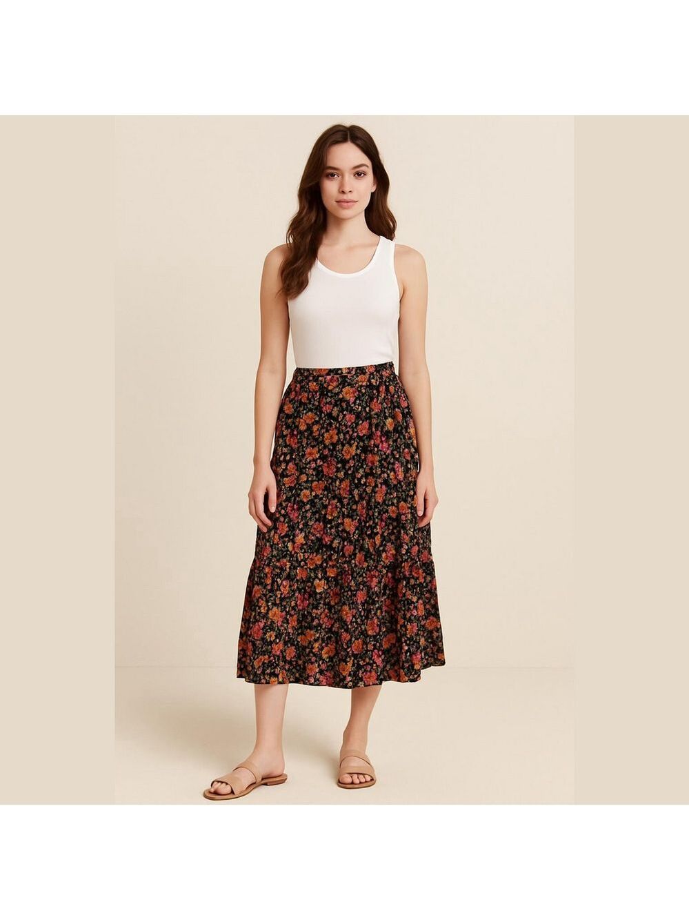 vintage floral skirt long modest length cottagecore granny